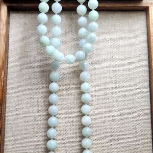 Jadite Jade Necklace and Bracelet Set with Sterling Clasps